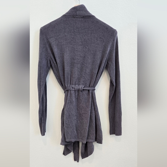 Barefoot Dreams Drape Rib Cozy Chic Ultra Lite Grey Belted Cardigan Medium - Picture 5 of 9